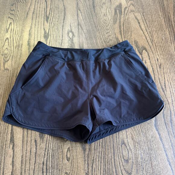 Lands End Womens Solid Black Swim Suit Shorts Attached Brief Pockets Size 12 - Picture 1 of 8